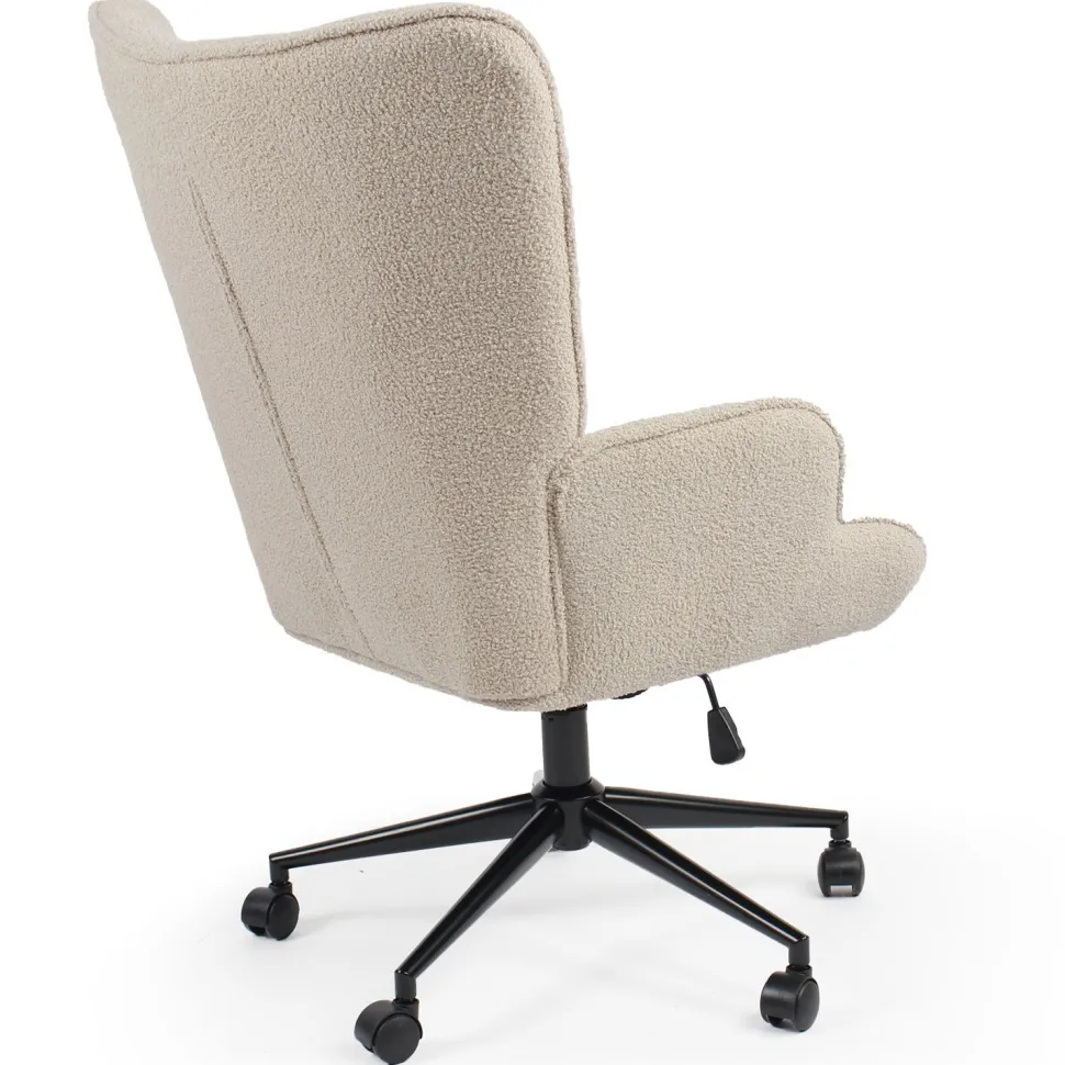 Fauteuil de bureau moderne à haut dossier Florelo Tissu bouclette Beige