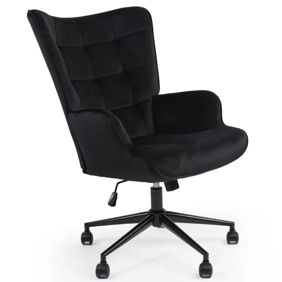 Fauteuil de bureau moderne à haut dossier Florelo Velours Noir
