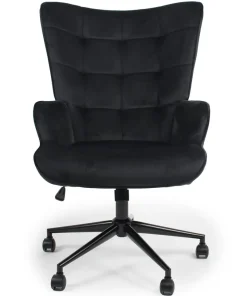 Fauteuil de bureau moderne à haut dossier Florelo Velours Noir