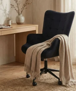Fauteuil de bureau moderne à haut dossier Florelo Velours Noir