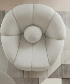 Fauteuil design arrondi Sidonie Tissu bouclette Blanc