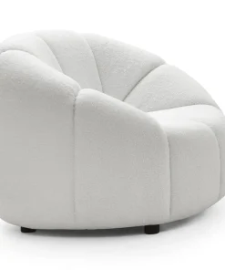 Fauteuil design arrondi Sidonie Tissu bouclette Blanc