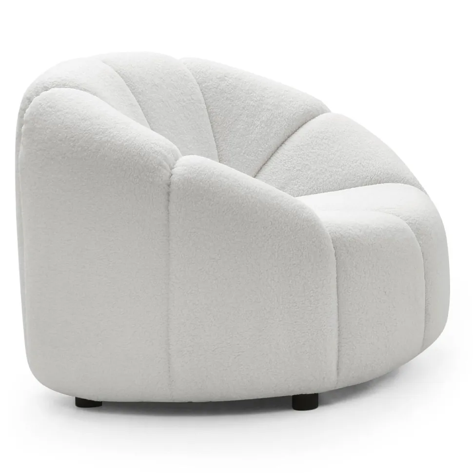 Fauteuil design arrondi Sidonie Tissu bouclette Blanc