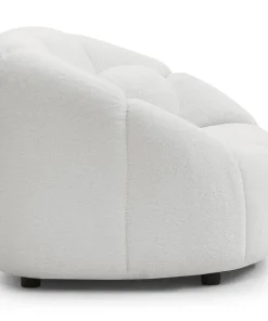 Fauteuil design arrondi Sidonie Tissu bouclette Blanc