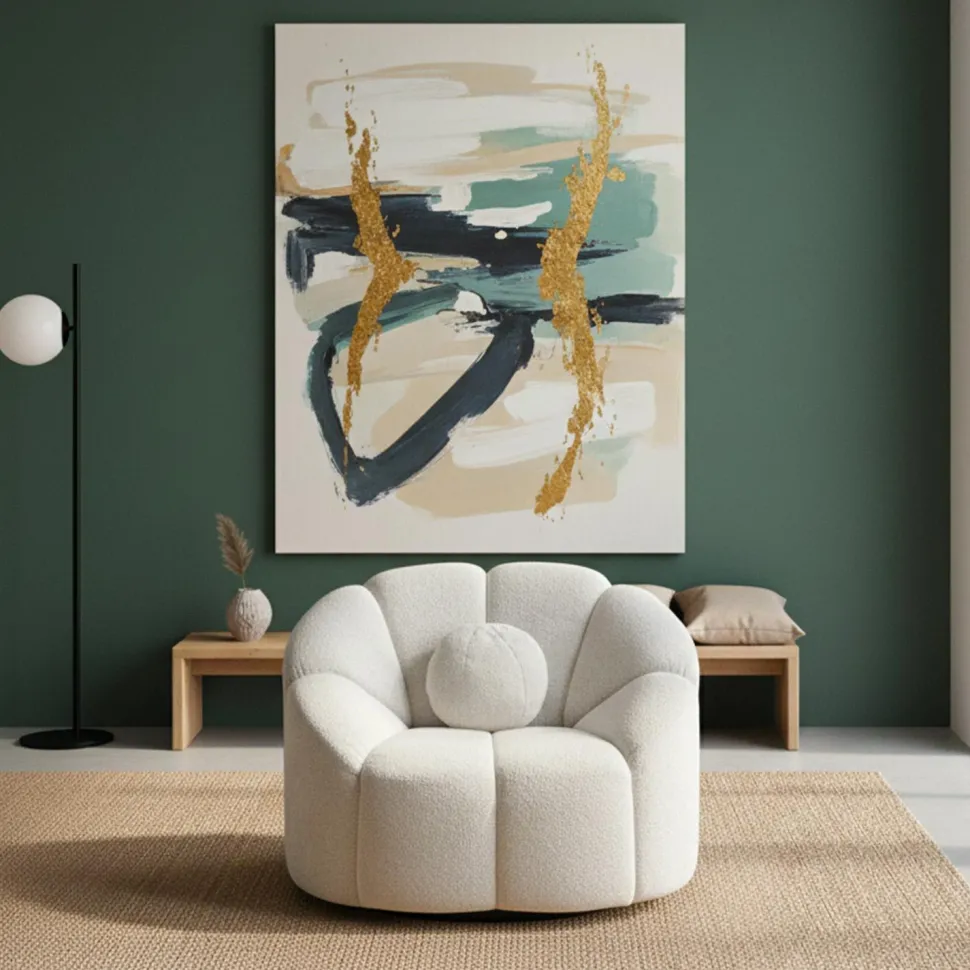 Fauteuil design arrondi Sidonie Tissu bouclette Blanc