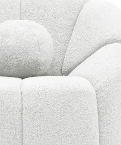 Fauteuil design arrondi Sidonie Tissu bouclette Blanc