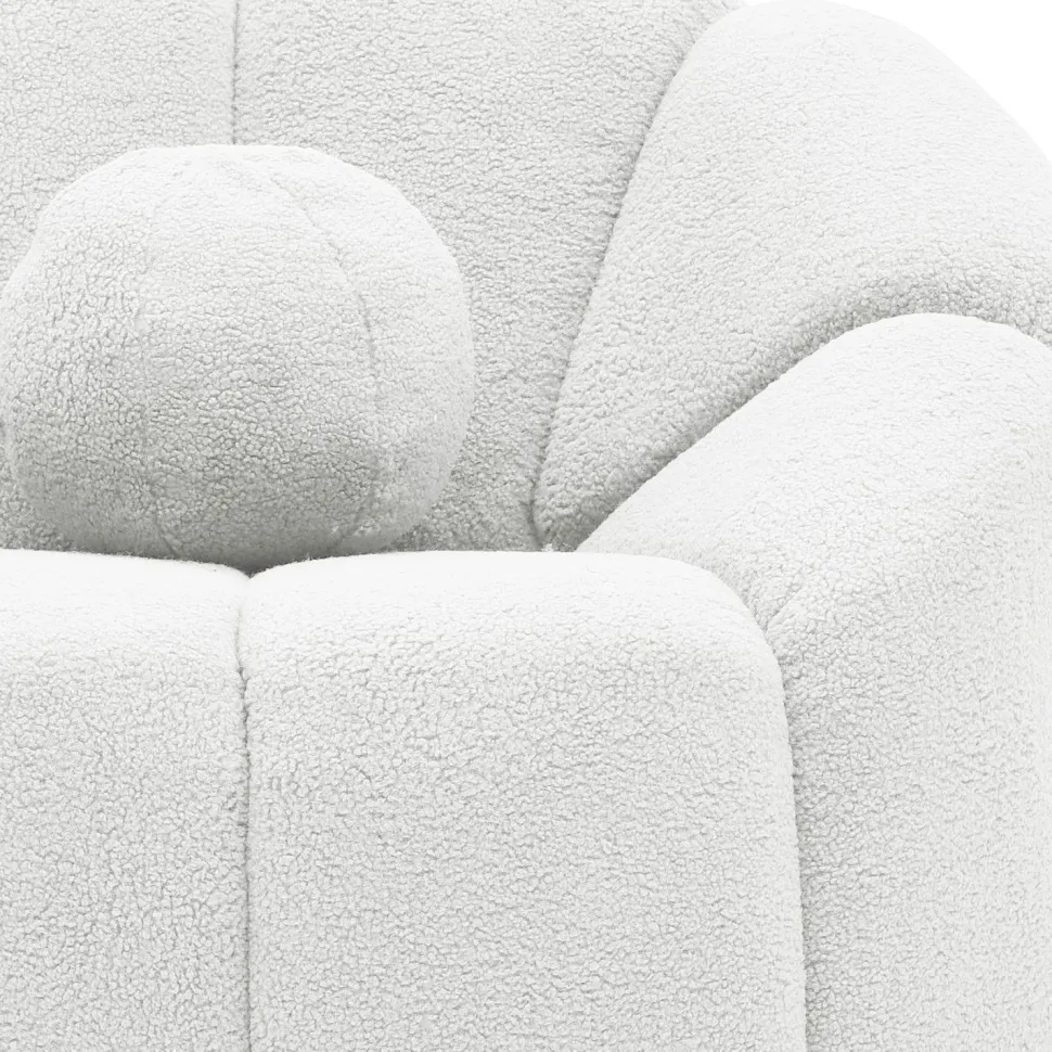 Fauteuil design arrondi Sidonie Tissu bouclette Blanc