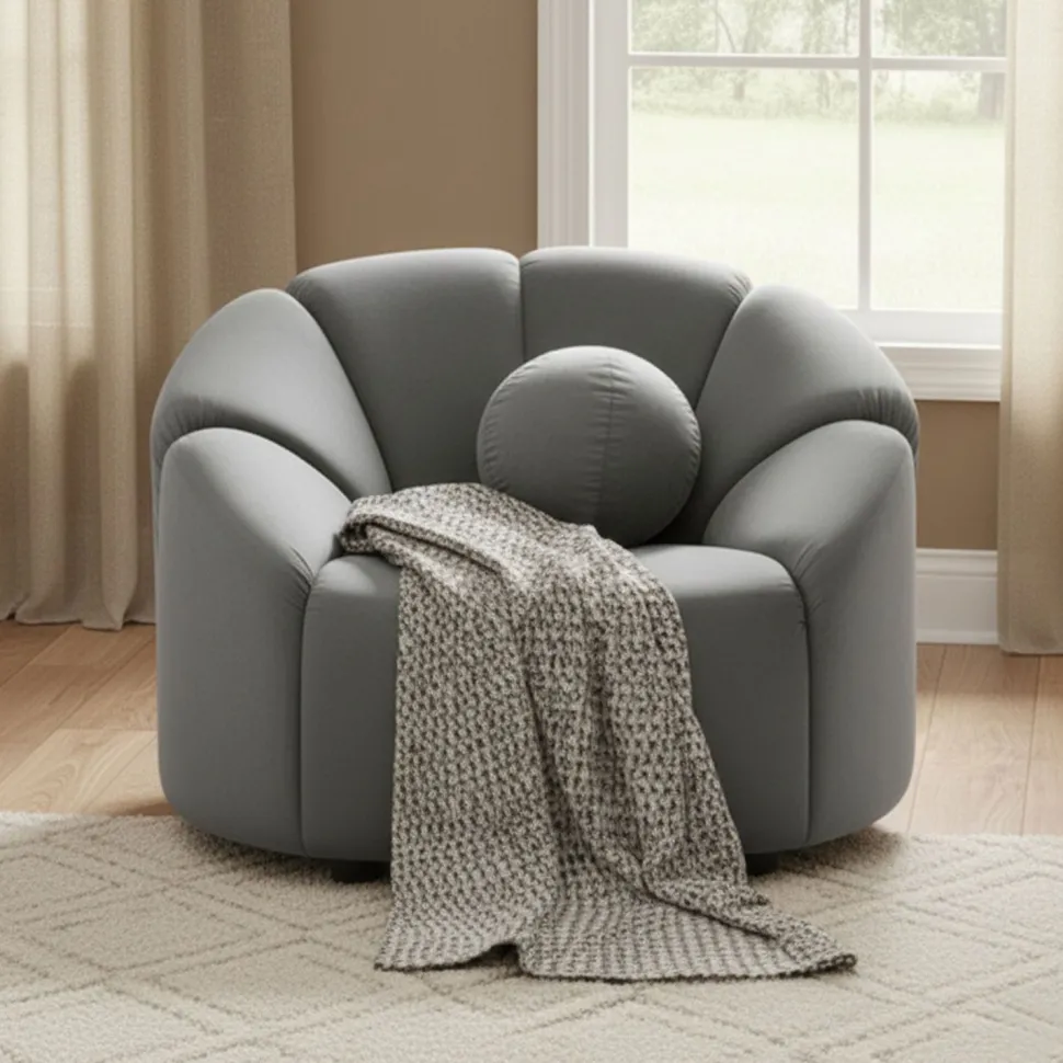 Fauteuil design arrondi Sidonie Velours Gris