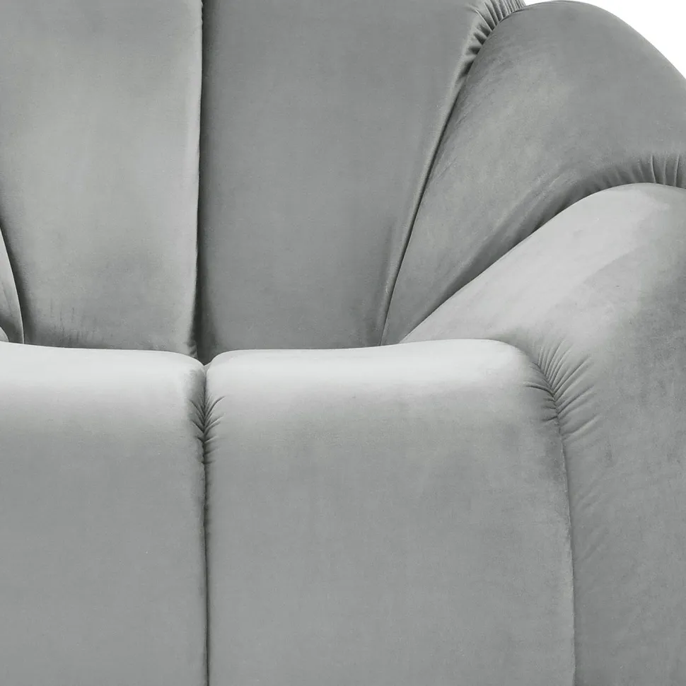 Fauteuil design arrondi Sidonie Velours Gris