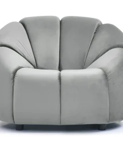 Fauteuil design arrondi Sidonie Velours Gris