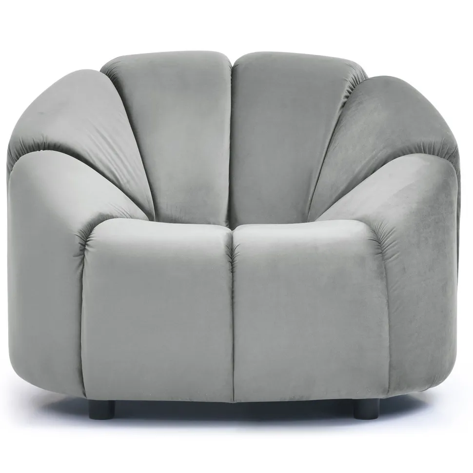 Fauteuil design arrondi Sidonie Velours Gris