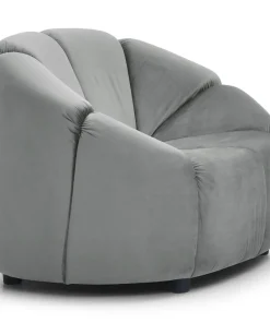 Fauteuil design arrondi Sidonie Velours Gris