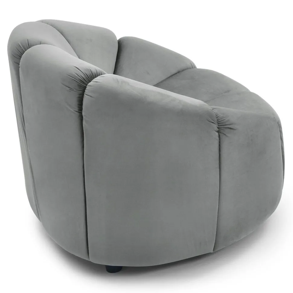 Fauteuil design arrondi Sidonie Velours Gris