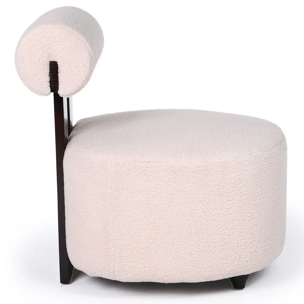 Fauteuil design Canelo Bois foncé et Tissu bouclette Beige