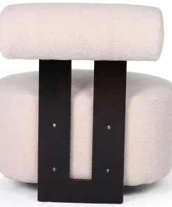 Fauteuil design Canelo Bois foncé et Tissu bouclette Beige