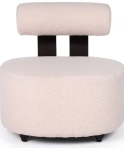 Fauteuil design Canelo Bois foncé et Tissu bouclette Beige
