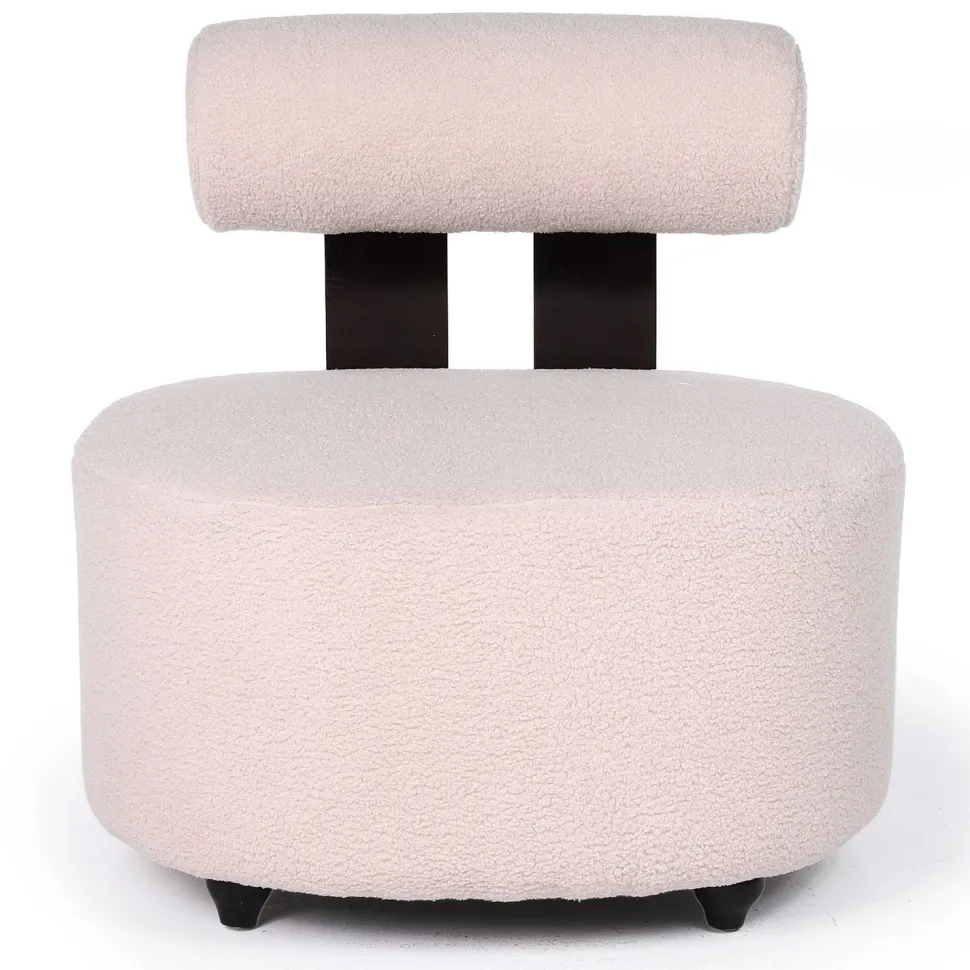 Fauteuil design Canelo Bois foncé et Tissu bouclette Beige