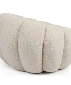 Fauteuil design coquillage Horizan Tissu bouclette Crème