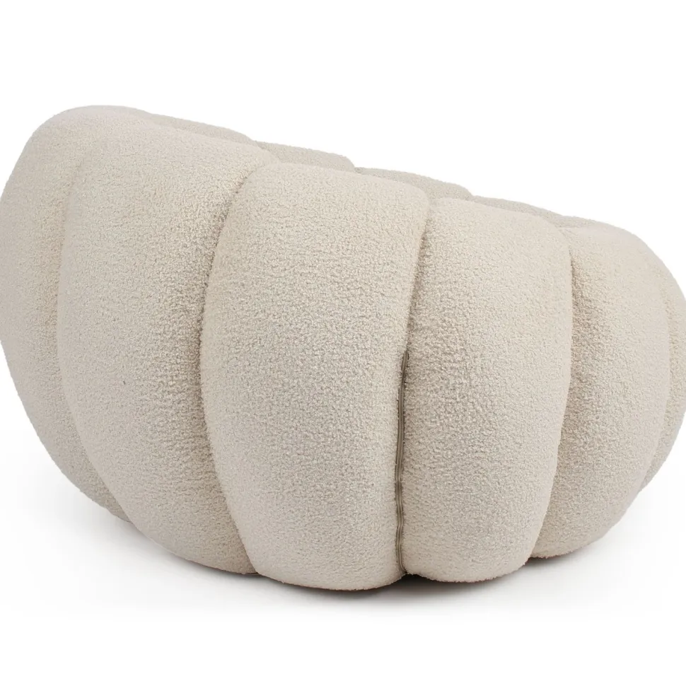 Fauteuil design coquillage Horizan Tissu bouclette Crème