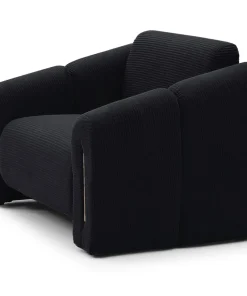Fauteuil design Maximilien Métal doré et Velours côtelé Noir