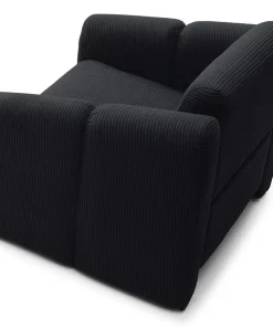 Fauteuil design Maximilien Métal doré et Velours côtelé Noir