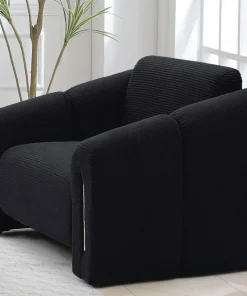 Fauteuil design Maximilien Métal doré et Velours côtelé Noir