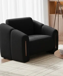 Fauteuil design Maximilien Métal doré et Velours côtelé Noir