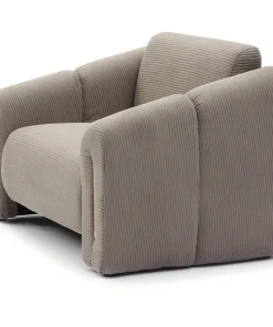 Fauteuil design Maximilien Métal doré et Velours côtelé Taupe
