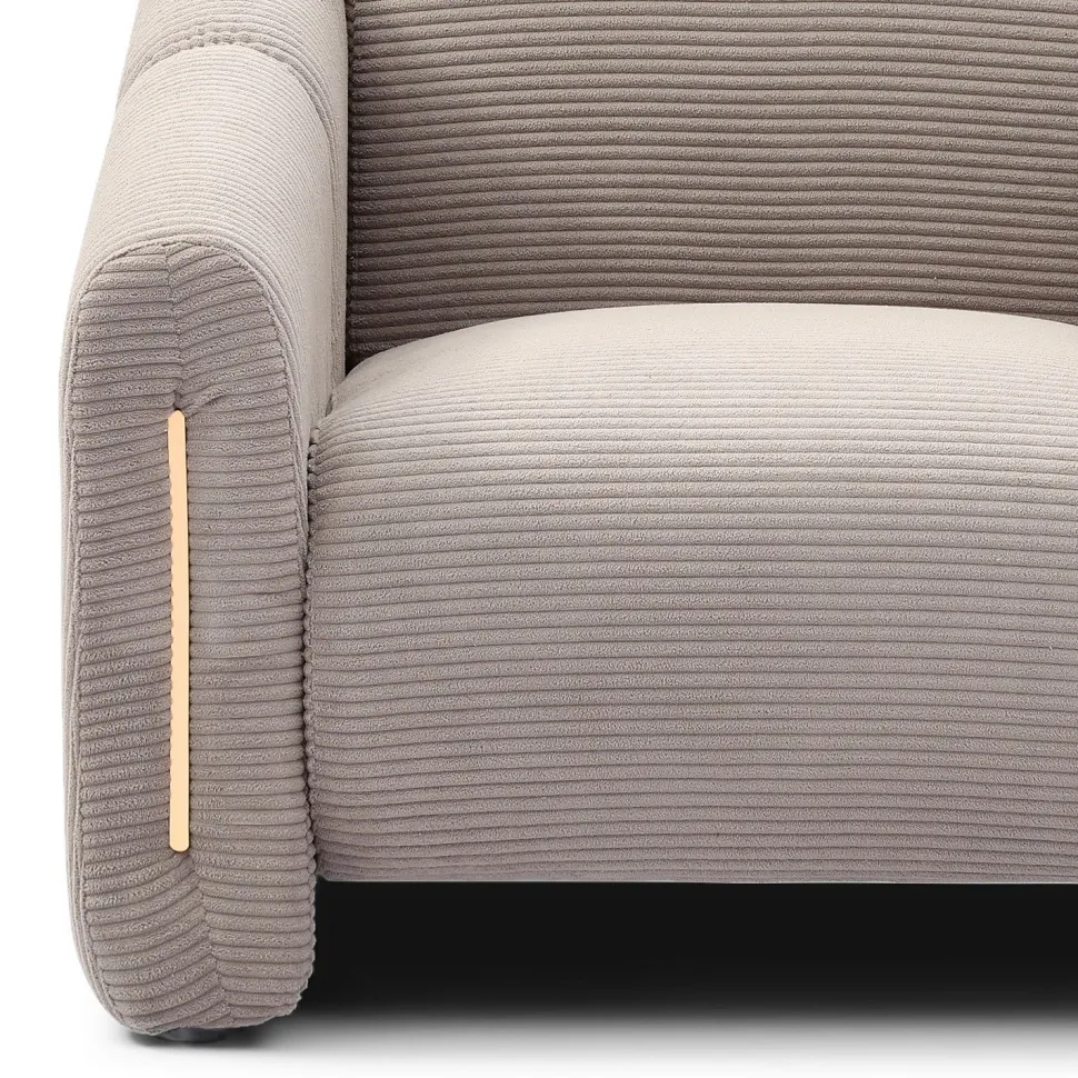 Fauteuil design Maximilien Métal doré et Velours côtelé Taupe