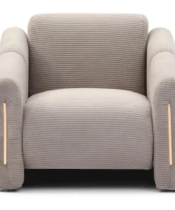 Fauteuil design Maximilien Métal doré et Velours côtelé Taupe