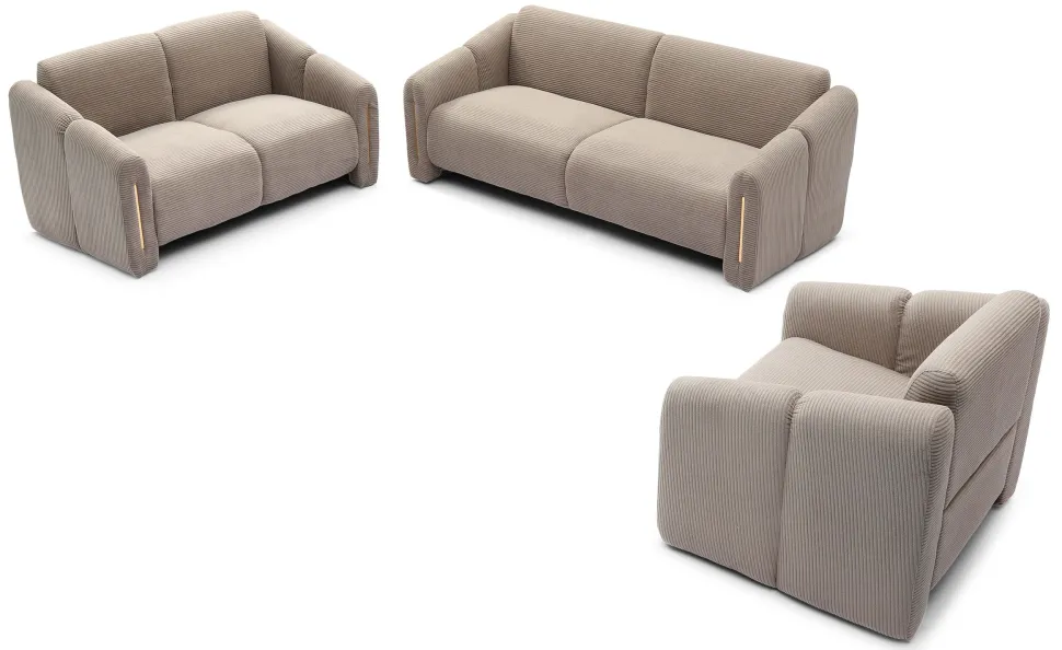 Fauteuil design Maximilien Métal doré et Velours côtelé Taupe