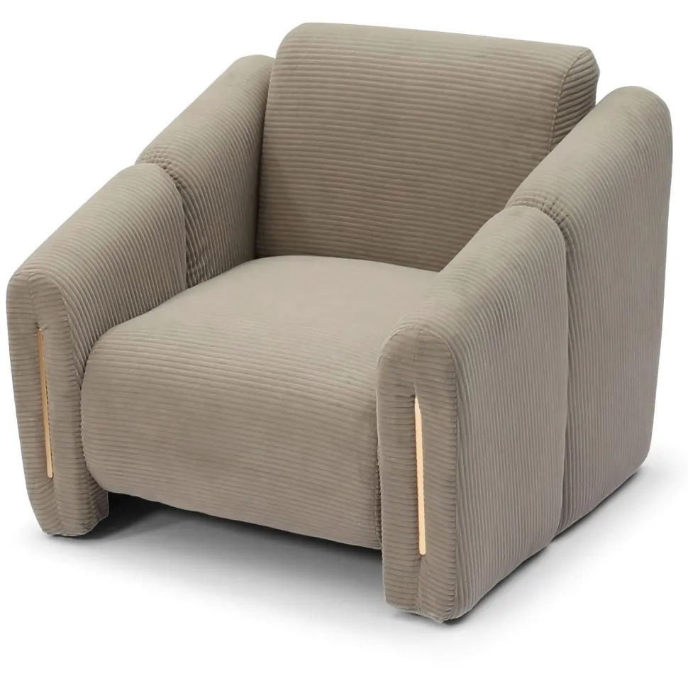 Fauteuil design Maximilien Métal doré et Velours côtelé Taupe