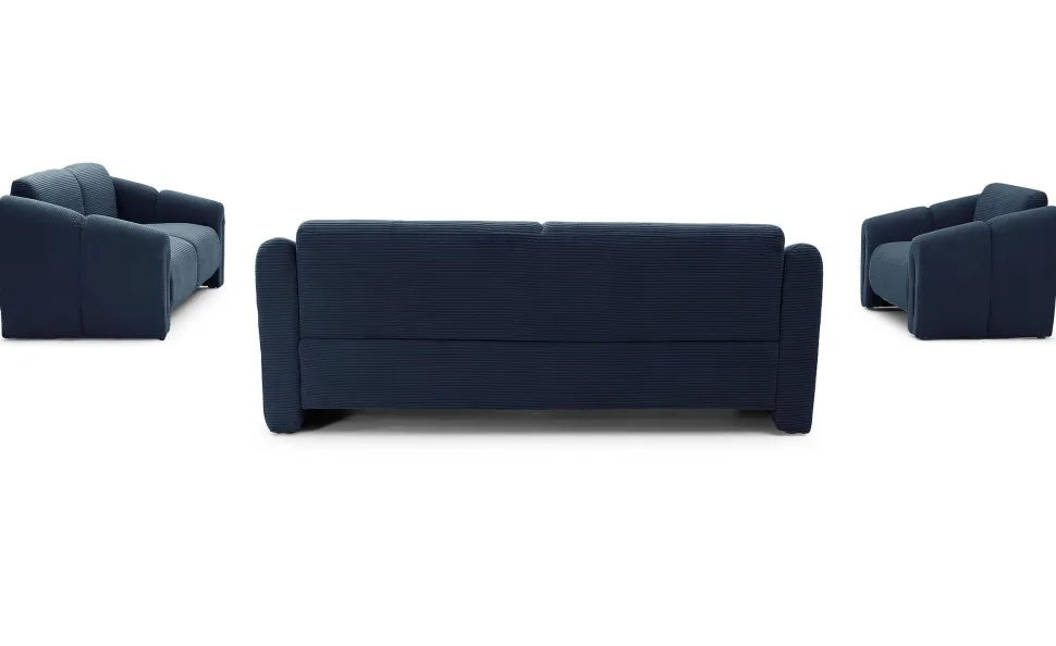 Fauteuil design Maximilien Métal doré et Velours côtelé Bleu foncé
