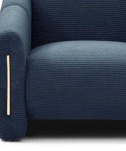 Fauteuil design Maximilien Métal doré et Velours côtelé Bleu foncé