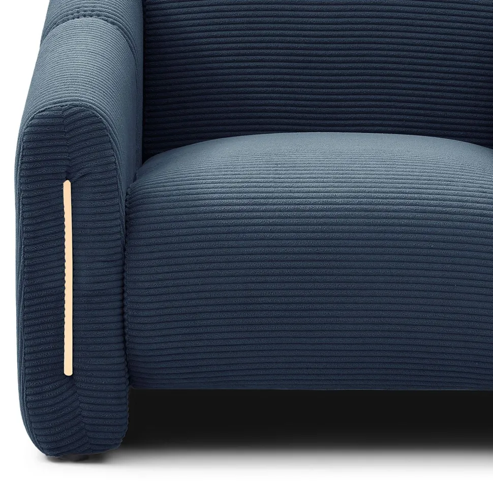 Fauteuil design Maximilien Métal doré et Velours côtelé Bleu foncé