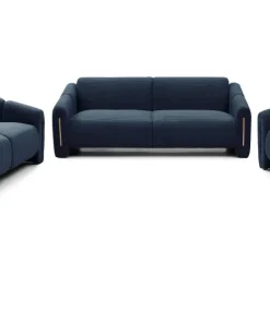 Fauteuil design Maximilien Métal doré et Velours côtelé Bleu foncé