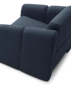 Fauteuil design Maximilien Métal doré et Velours côtelé Bleu foncé