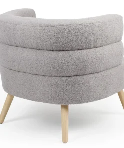 Fauteuil design scandinave arrondi Riviani Tissu bouclette Gris