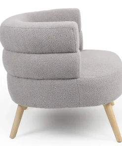 Fauteuil design scandinave arrondi Riviani Tissu bouclette Gris