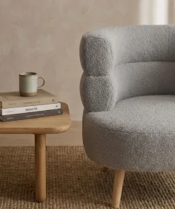 Fauteuil design scandinave arrondi Riviani Tissu bouclette Gris