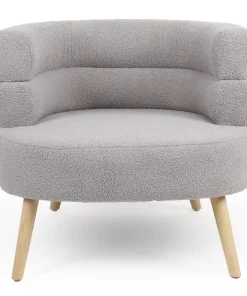 Fauteuil design scandinave arrondi Riviani Tissu bouclette Gris