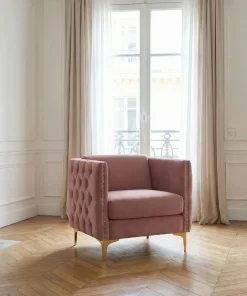 Fauteuil Joshua Velours Rose
