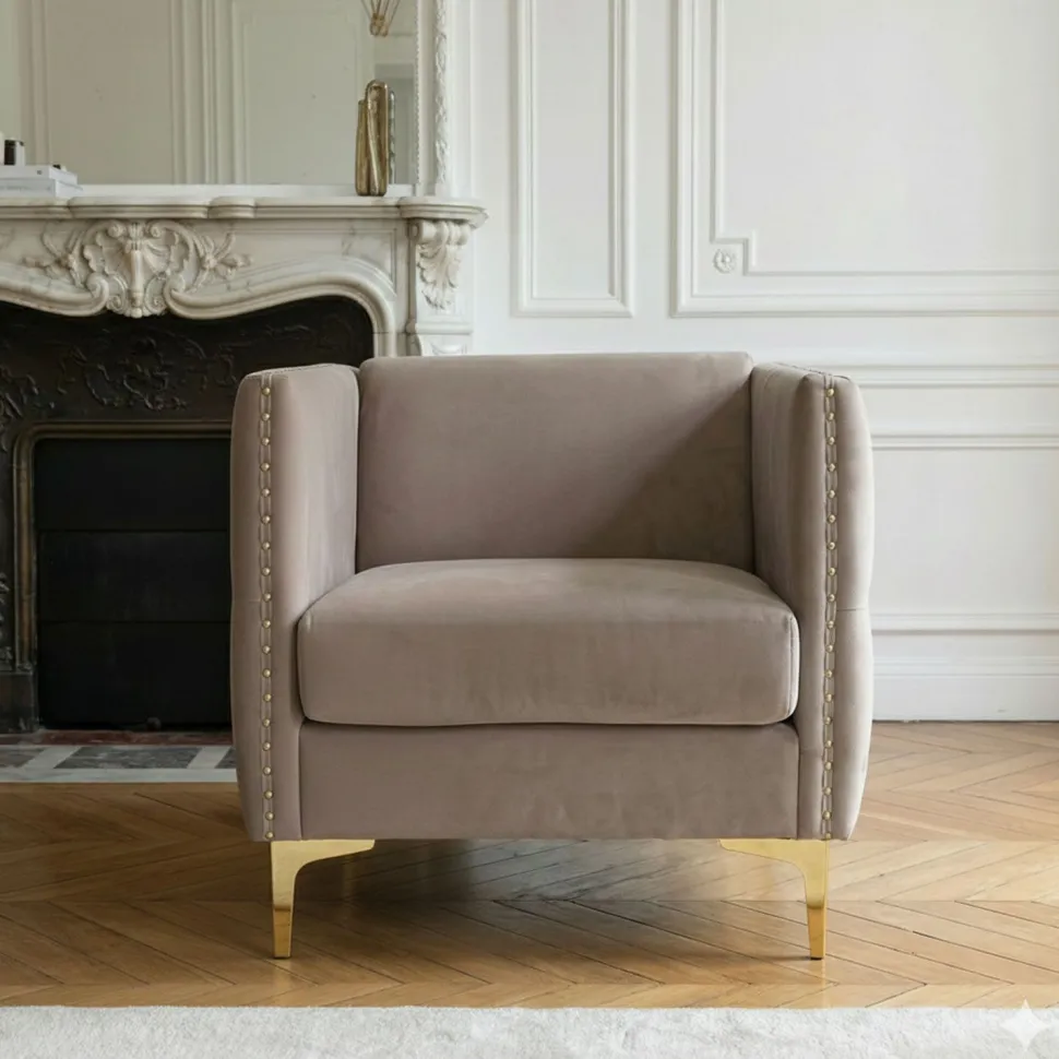 Fauteuil Joshua Velours Taupe
