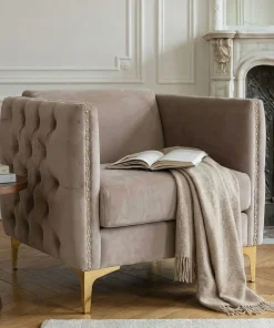 Fauteuil Joshua Velours Taupe