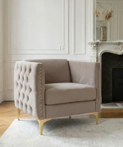 Fauteuil Joshua Velours Taupe