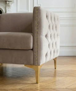 Fauteuil Joshua Velours Taupe