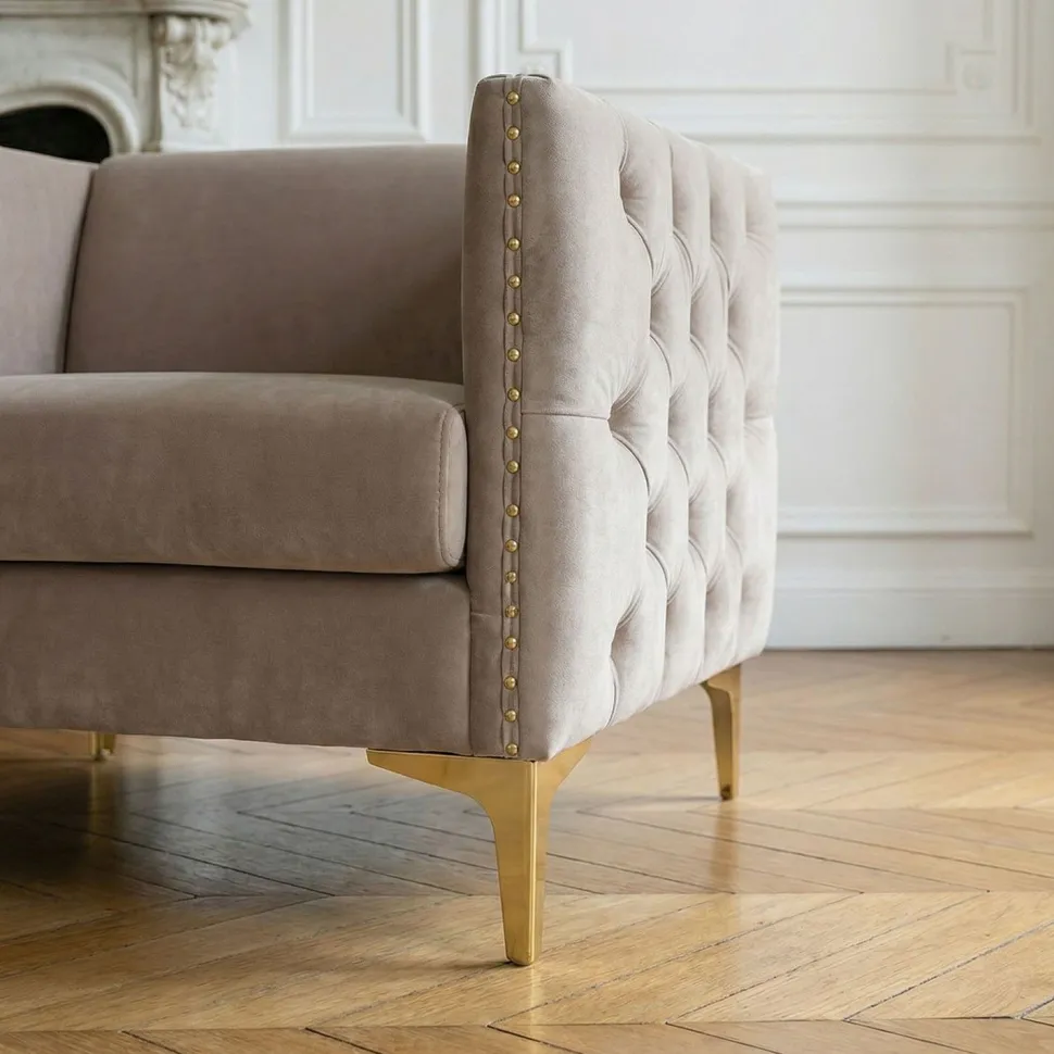 Fauteuil Joshua Velours Taupe