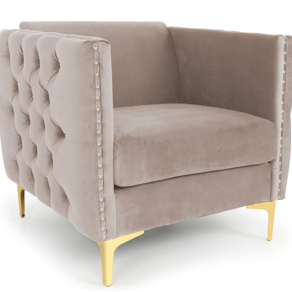 Fauteuil Joshua Velours Taupe