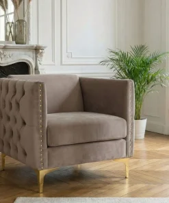 Fauteuil Joshua Velours Taupe