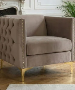 Fauteuil Joshua Velours Taupe